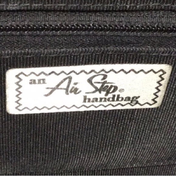 Vintage AIR STEP Black Patent Leather Croc Embossed Structured Shoulder Box Bag - Picture 11 of 13